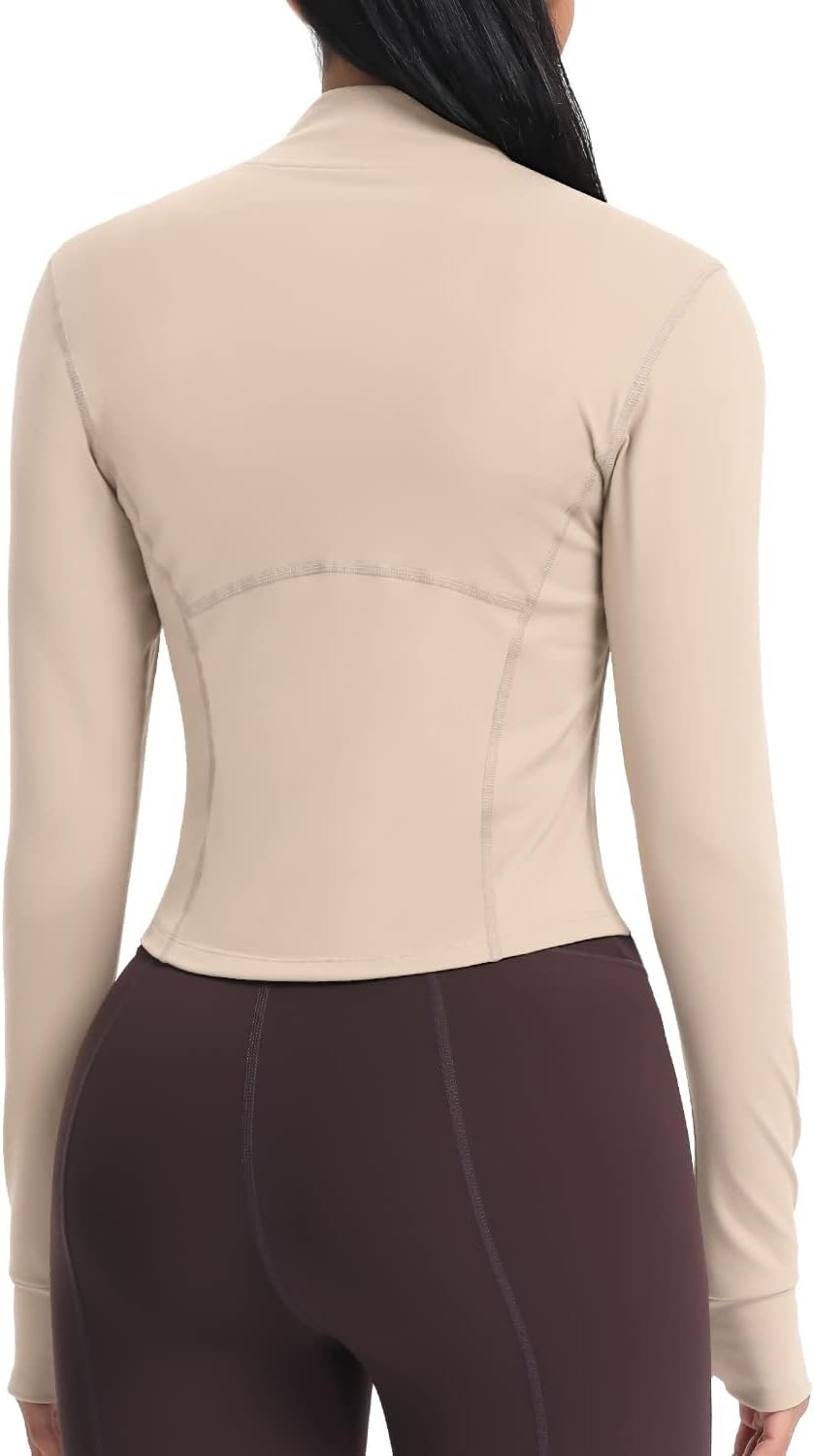 colorskin Women BBL Jacket Full Zip UP Workout Athletic Cropped Jacket wIth Thumb Holes Running Yoga Sportswear - Image 2