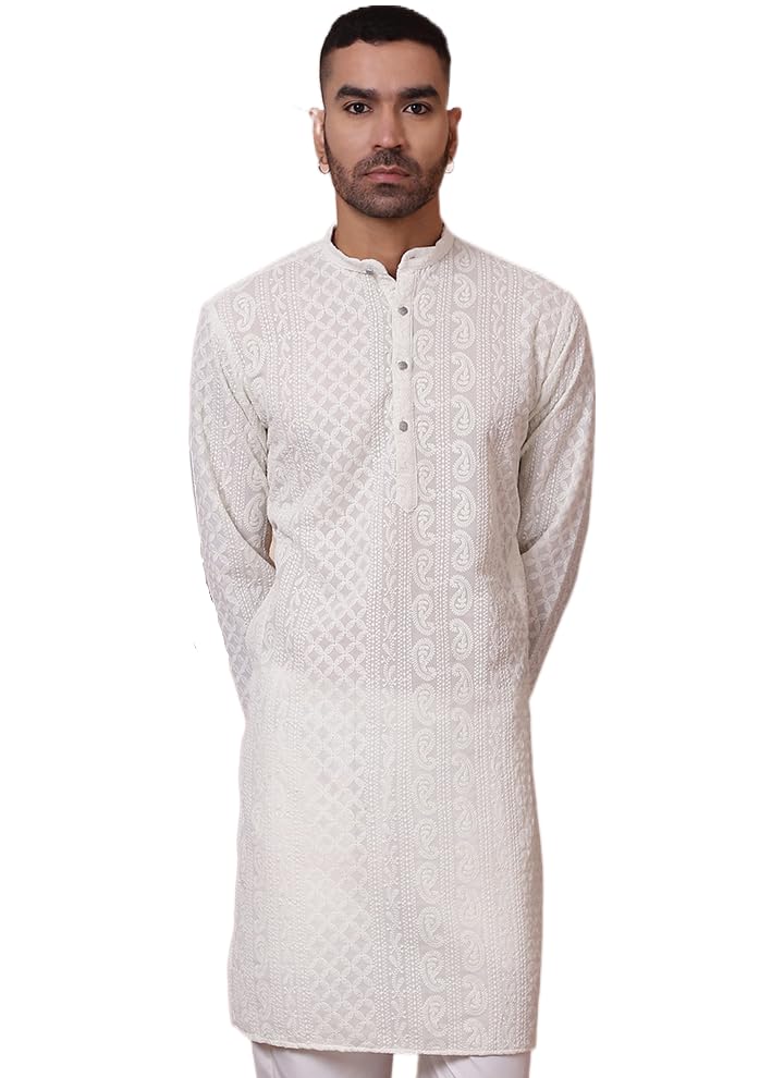 jompers Men Chikankari Embroidered Kurtas-picture-51