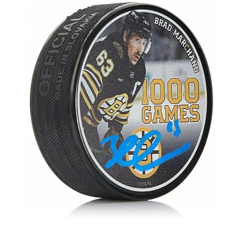 Brad Marchand Boston Bruins Autographed 1000 Games Commemorative Hockey Puck