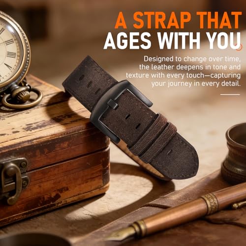 Image of Genuine Leather Watch Band Men Compatible with Apple Watch