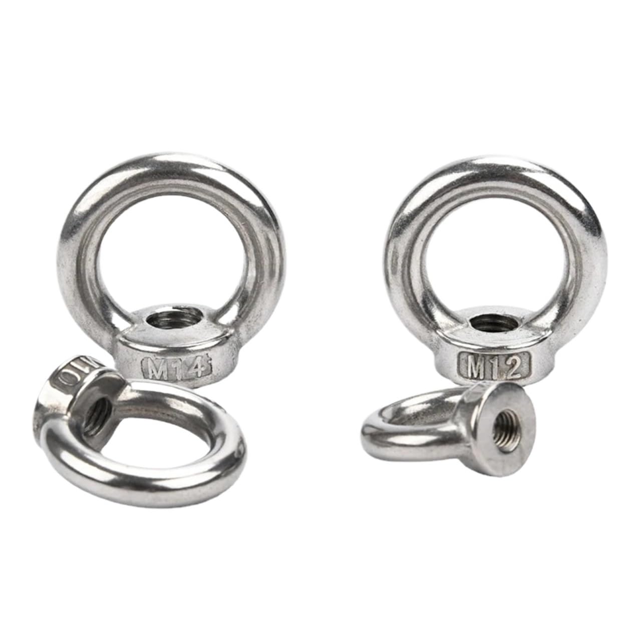 Eye Nut 2Pcs 304 Stainless Steel M14 M16 M20 M24 Lifting Marine Lifting Eye Bolt Hook Ring Nut for Industrial(M24-1Pcs)