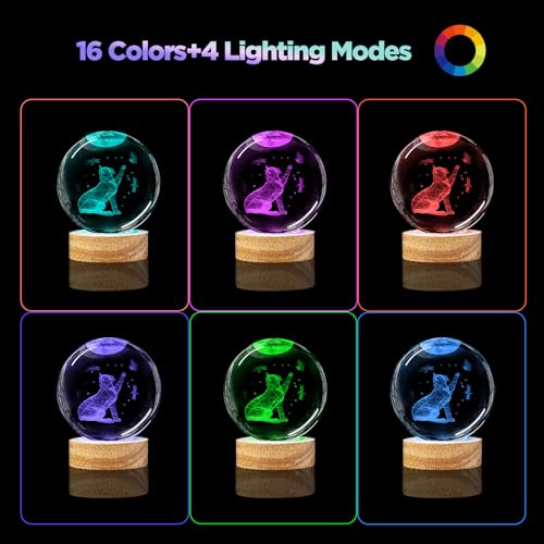 Image of 3D Cat Crystal Ball Night Light Cat Lover Gifts for Women Upgraded 3.15 In Cat Figurines Glass Ball Home Decor Lamps with 16 Color Cat Collectibles Snow Globes Gift for Girl Cat Lamp for Her Mom
