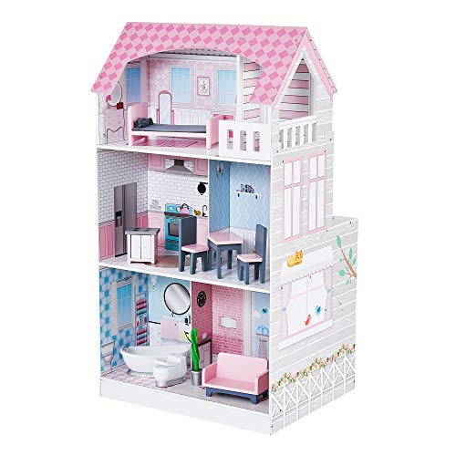 Teamson Kids- Ariel Wonderland Casa de muñecas y Cocina de Juego, Color Rosa/Gris (TD-12515P)