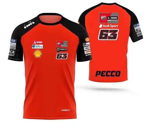 PRORACER Heren T-shirt Replica Pecco Scuderia MótoGP Ducatí, Rood, S