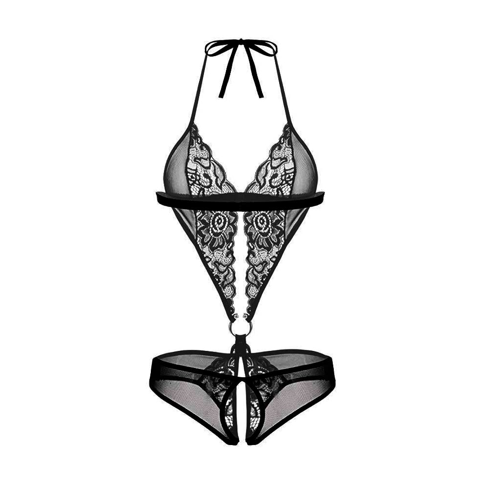 bielizna damska, seksowna, nocna z dekoltem w serek Halter Babydoll z otwartą koronką, erotyczna bielizna, bielizna nocna, bielizna nocna, body do spania