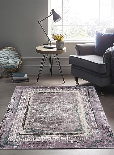 Modern Distressed Grey Beige Ultra Soft Wool Neutral Area Rug