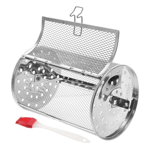 SUPVOX Grill Utensils Set Metal Rotisserie Basket Baking Pan Grill Cooking Rack Bbq Cage Holder Random