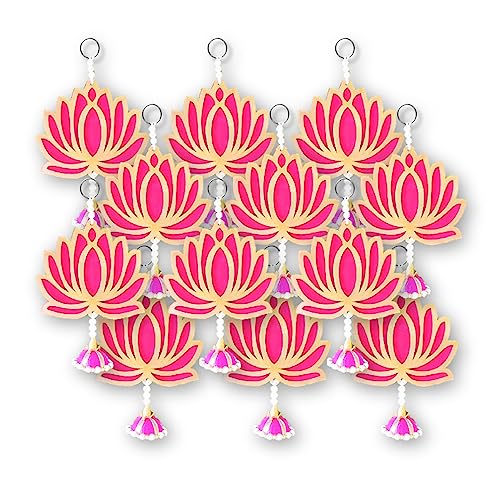 Image of True Decor Jhumka Lotus Decoration Items Temple Decoration Items Wall Hangings for Diwali Decoration Pack of 6