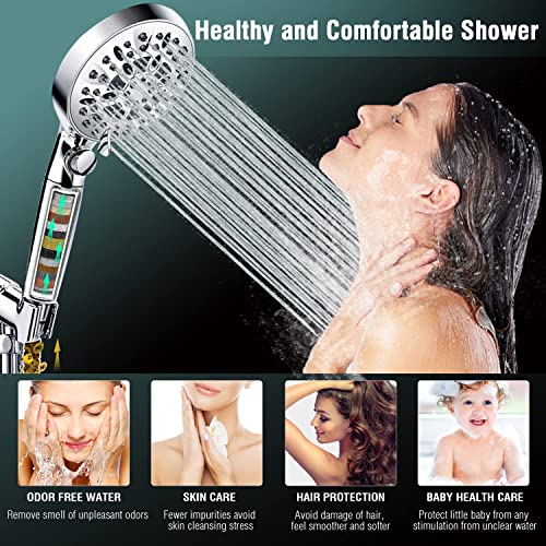 Handheld Shower Head With Filter: Inavamz 10 Spray Modes Shower Head High Pressure With On/Off Pause Switch, 15 Stage Shower Water Filter For Hard Water Remove Chlorine And Harmful Substances #TOP5