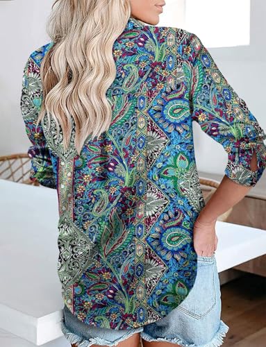 Image of Magritta Women's Shirts Fashion Casual Loose Fit Long Sleeve Button Down Lightweight Collared Blouse Tops