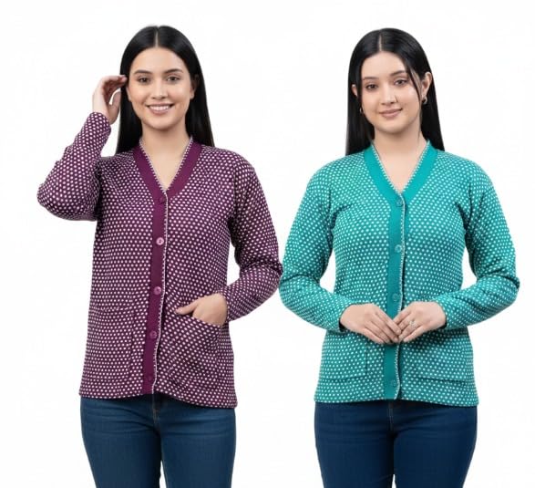 woolvella Women Solid Cardigan Sweater Combo | Trendy Long Sleeve Casual Knitwear for Girls Women | Soft Winter Layered | Stylish V-Neck Sweater Top-picture-15