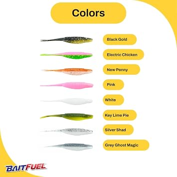 BAITFUEL Saltwater GO2 Twitch | Realistic Soft-Plastic Twitch Bait for Inshore Gamefish | F.A.S.T. Scent Technology | Black Gold, 4-Inch