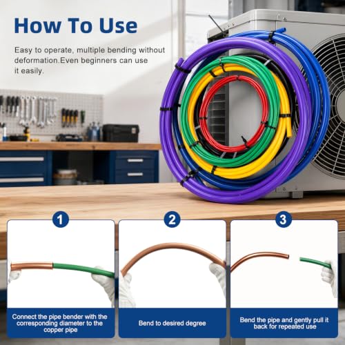 Image of Tnisesm 6 Pcs Copper Pipe Bender Kit - 13ft PE Tubing Bender Strips, Air Bender for 1 /4 inch 3 /8 inch 1 /2 inch 5 /8 inch 3 /4 inch 7 /8 inch Air Conditioning Copper Pipes, Pipe Bender for Mini Split & HVAC Line Set