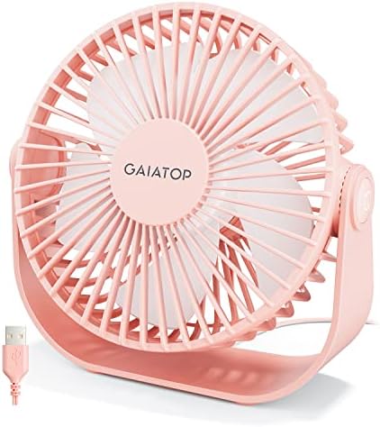 Gaiatop Usb Desk Fan, 3 Speeds Portable Small Fan With Strong Airflow, 5.5 Inch Quiet Table Fan, 90° Rotate Personal Cooling Fan For Bedroom Home Office Desktop Travel (Pink)