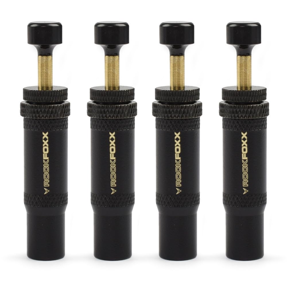 ROCKFOXX 4er Set Reifendruck Ablassventile Automatische Tire Deflators für Offroad, Einstellbarer Druckbereich 0,7-2 bar, inkl. Ventilkappen & Tasche ? Einfache und schnelle Druckanpassung
