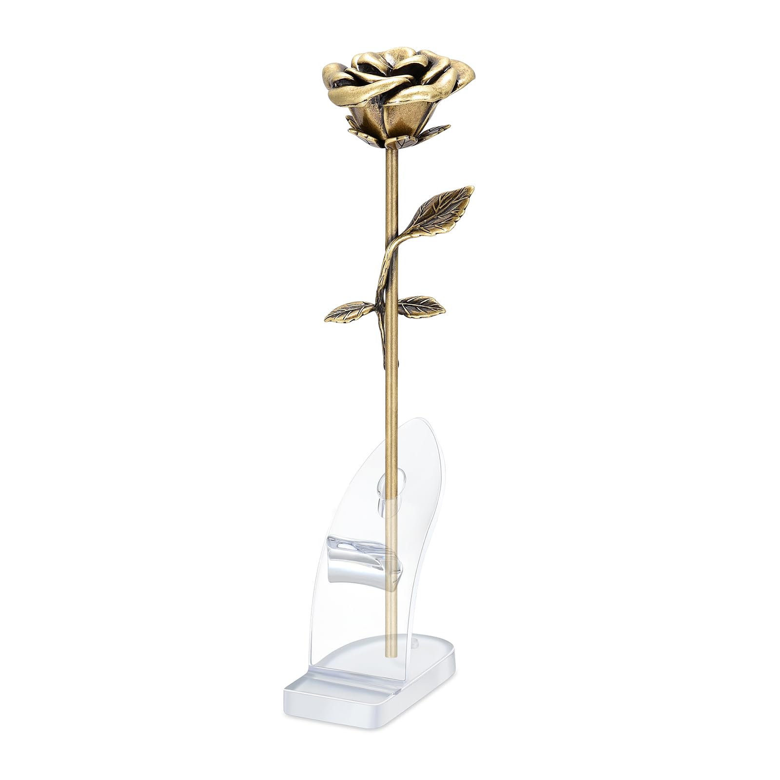 Rose Flower Keepsake Urns for Human Ashes Memorial Urn Locket Long Stem Colourful Roseflower Cremation Urns Funeral Urn for Pet Cat Dog Ashes Roseflower Ornaments (Antique Bronze)