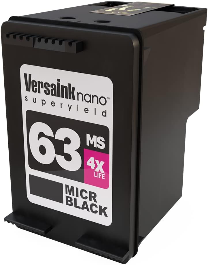 VersaInk HP 63 MS Black MICR Ink Cartridge for Check Printing