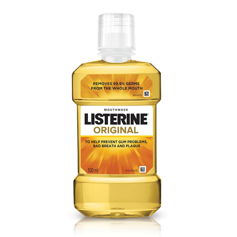 Listerine Original Mouthwash Liquid, Removes 99.9% Germs, 500ml (Pack of 1)