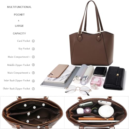 Image of CHICAROUSAL Tote Handbags Purses for Women PU Leather Womens Shoulder Bag | Large Tote Bag for Women, Shoulder Purse, Vegan Leather Purses for Women, Women's Handbags