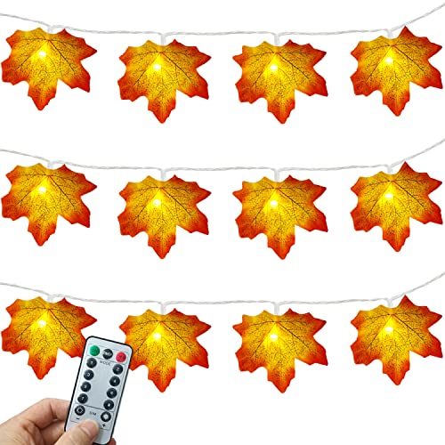 Xingpold Thanksgiving Decorations For Home, 50 Led 16.4 Ft Fall Maple Leaf String Lights Battery Operated, Waterproof Fall Garland Lights With Remote For Indoor Outdoor Autumn Thanksgiving Table Décor #TOP4