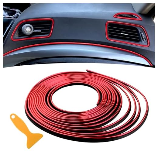 Tira de Ribete para Interior de Automóvil 5 Metros Moldura Decorativa para Coche Líneas de Molduras Interior Coche Decoración (Rojo)