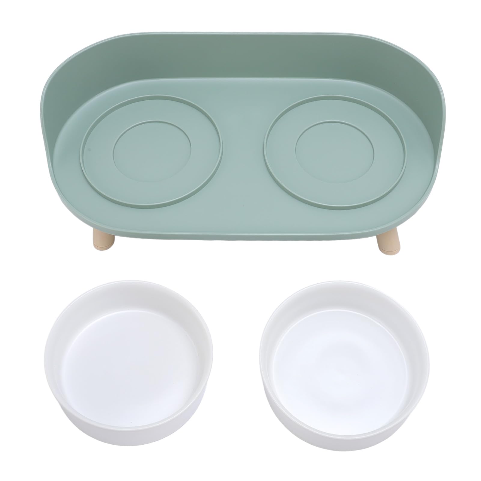 Gamelle surélevée pour Chat, gamelles surélevées en céramique pour Chat avec Support, Protection de la Colonne cervicale, Ensemble de gamelles pour Nourriture et Eau