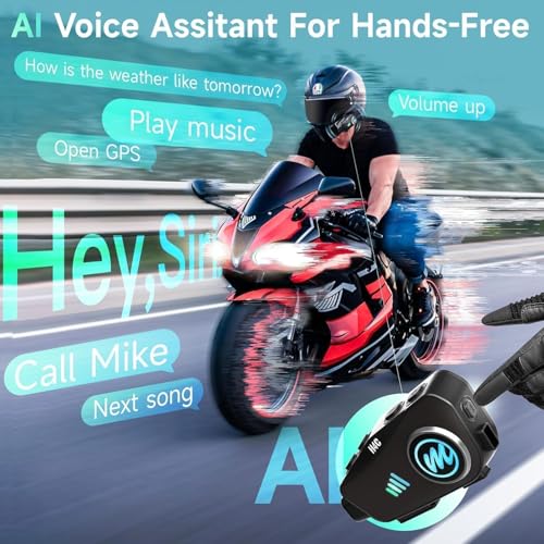 Image of Moman Motorcycle Helmet Headsets Speaker, Hands‑Free Hi-Fi Speakers Dual Noise Cancellation with Loud Sound, Voice Assistant IPX6 Waterproof 1080P Camera with 32G TF-Card for All Helmets (H4C)