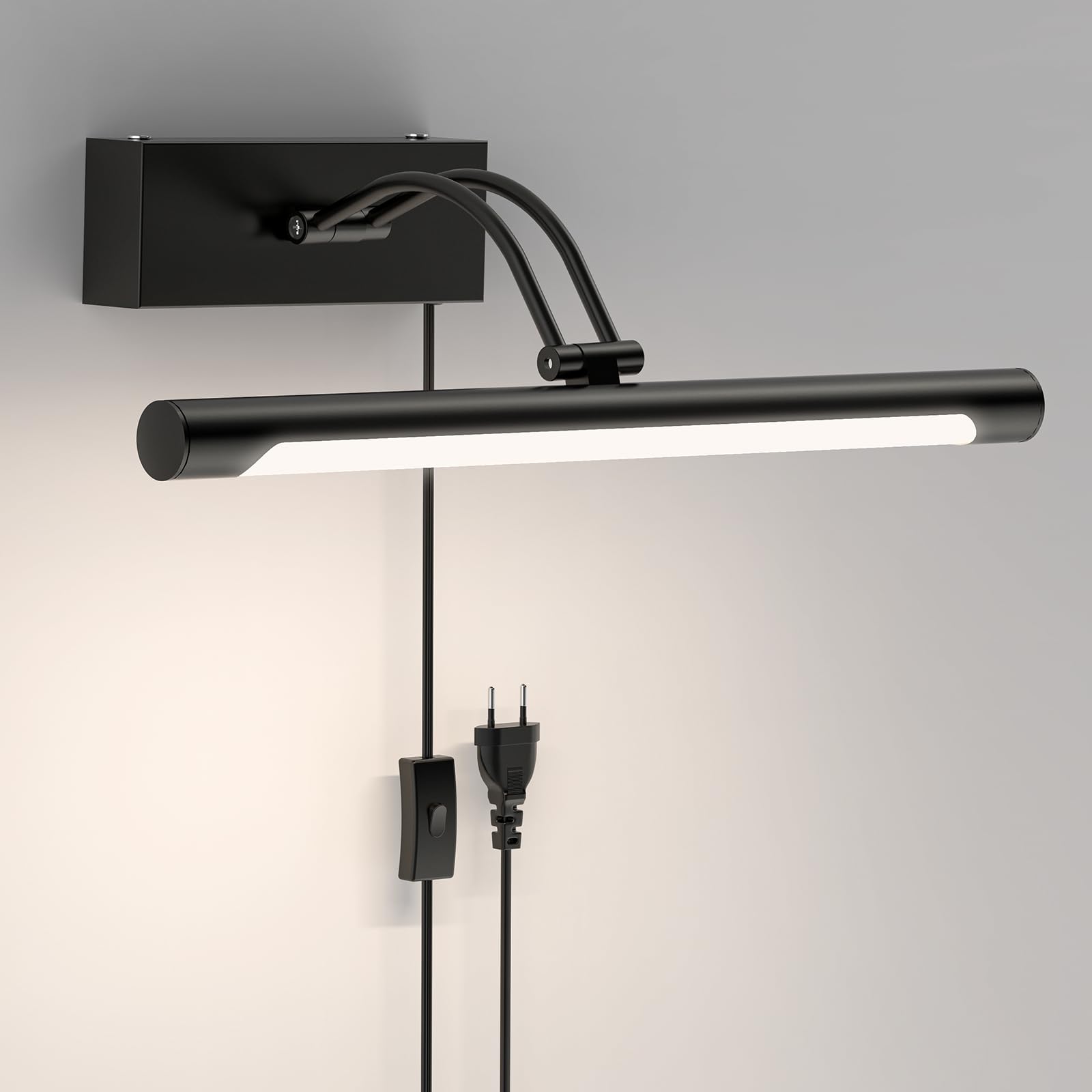 LABOREDUCER Câble d'éclairage pour tableau de 36 cm avec Plug in, 4000 K, éclairage rotatif, éclairage de cadre photo, pour peinture, photo, fléchettes, miroir, noir