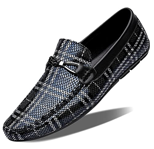 Minishion Mens Dress Loafers Fashion Printed Soft Slip-ons 1259#