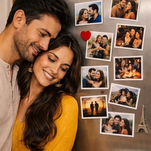 Image of Zesta Customized Fridge Magnet with Photo | Personalized Photo Frame Magnet for Fridge | Custom Picture Fridge Magnets | Polaroid Style Memory Photo Magnets for Birthday, Anniversary - 3X3 Inches