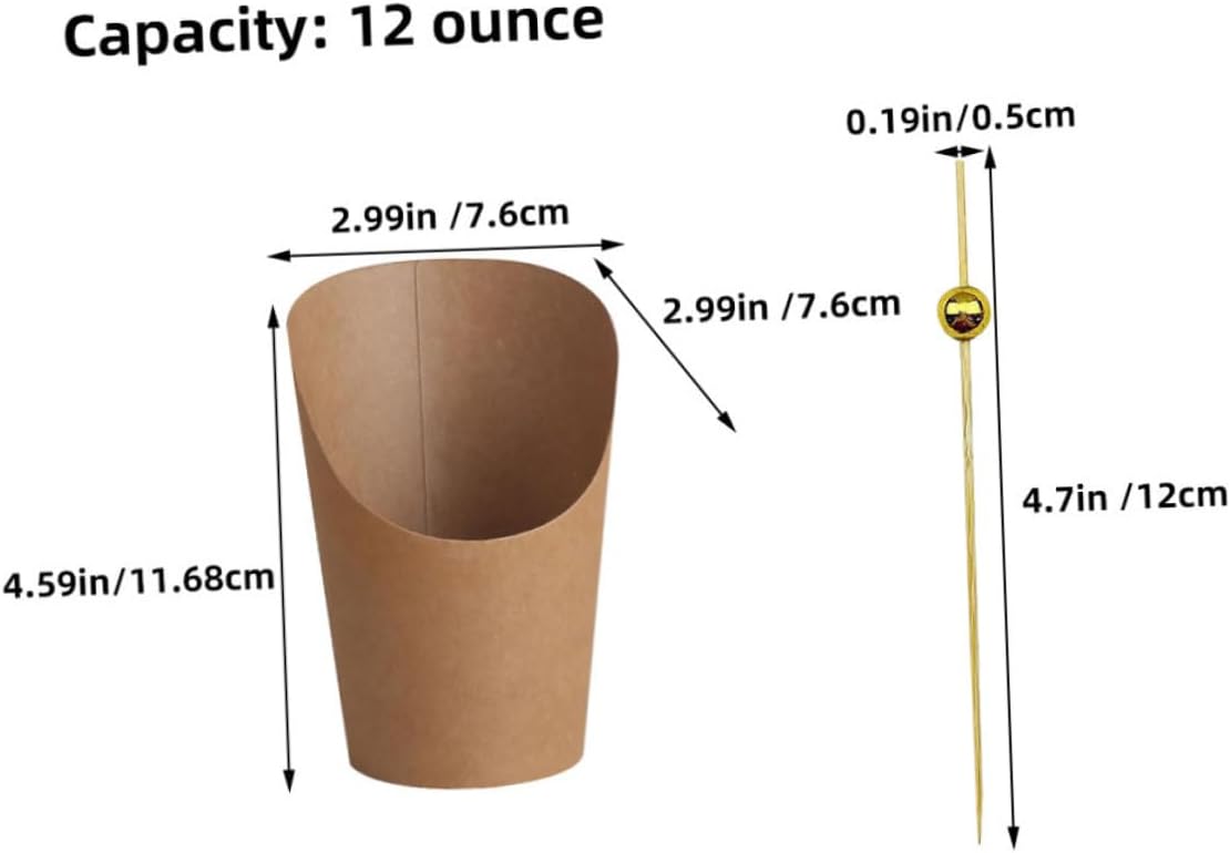 Brown Paper French Fry Holder Charcuterie Dessert Cup Party Popcorn Box
