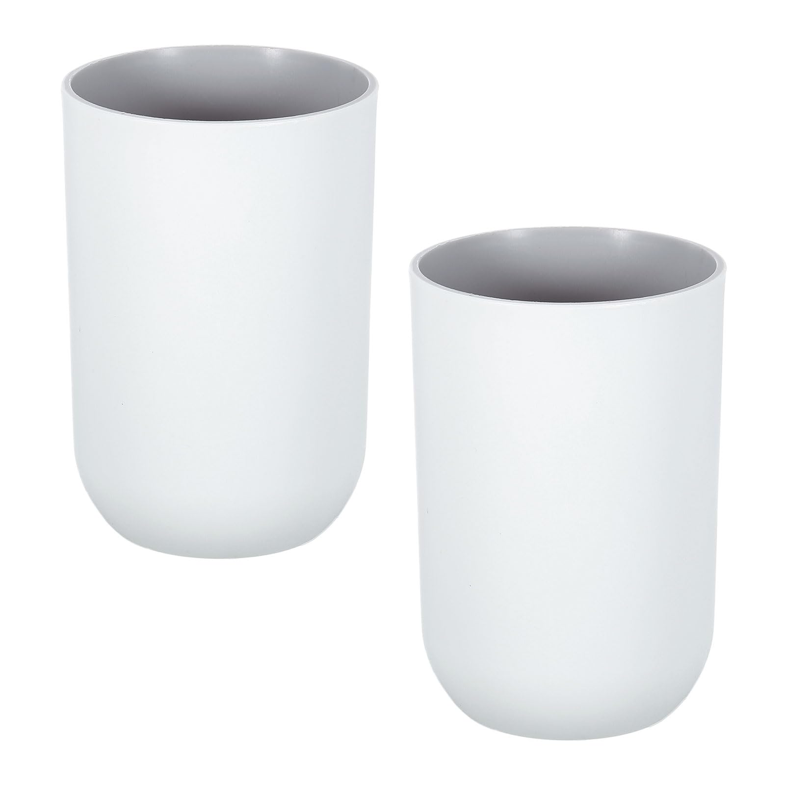 sourcing map 2Pcs Plastic Drinking Cups, Double Color Unbreakable Reusable Bathroom Cup Mouthwash Cup Toothbrush Tumbler Holder, Grey