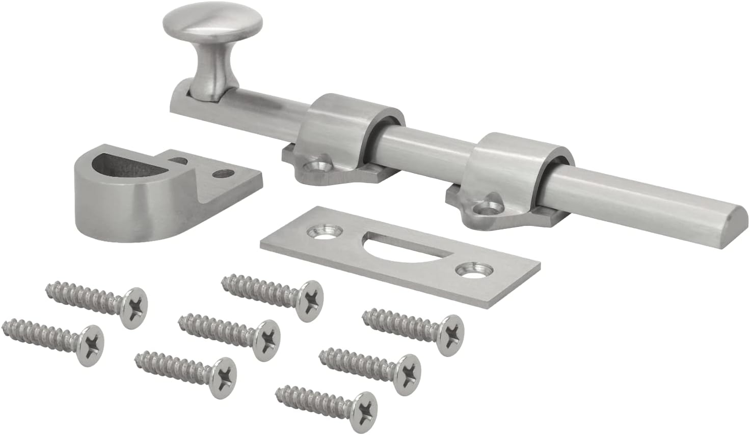 Heavy Duty Solid Brass Dutch Door Surface Bolt (6", Satin Nickel)