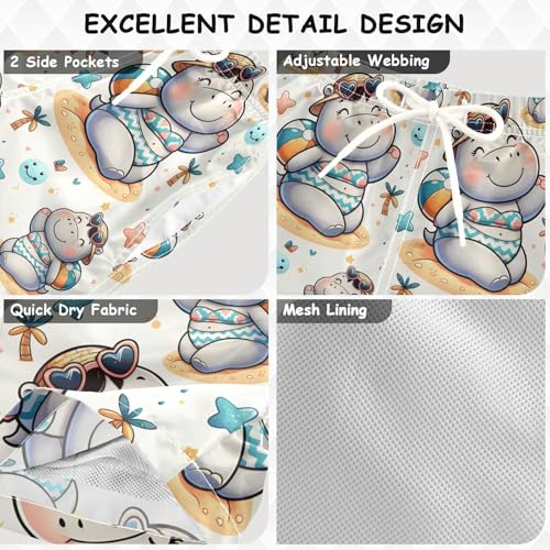 senya Cute Hippo Girl Boys Swim Trunks Toddler Shorts Swimwear Boardshorts3