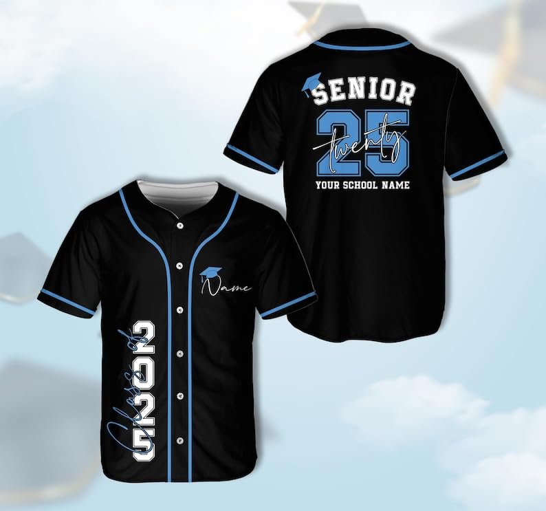 Custom Senior Baseball Jersey, Graduation Class of 2026 Button Up Short Sleeve Graduate Sports Jersey for High School Seniors miniatura 6