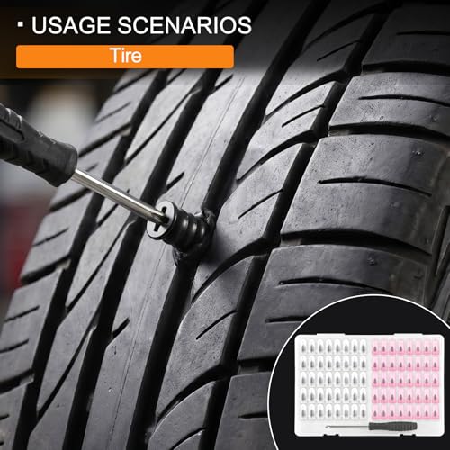 Image of 80 Pcs Tire Repair Rubber Nails,Vacuum Tire Repair Kits Spiral Rubber Screws,Fast Self-Service Tire Repair Tools kits for Car Motorcycle Bike Truck,tire plug kit (40 S+40 L)