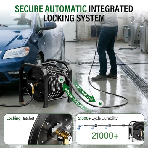 SPECILITE Retractable Garden Hose Reel 1/2'' x 100FT, 1200PSI, Freestanding by SPECILITE - Used condition - Image 5