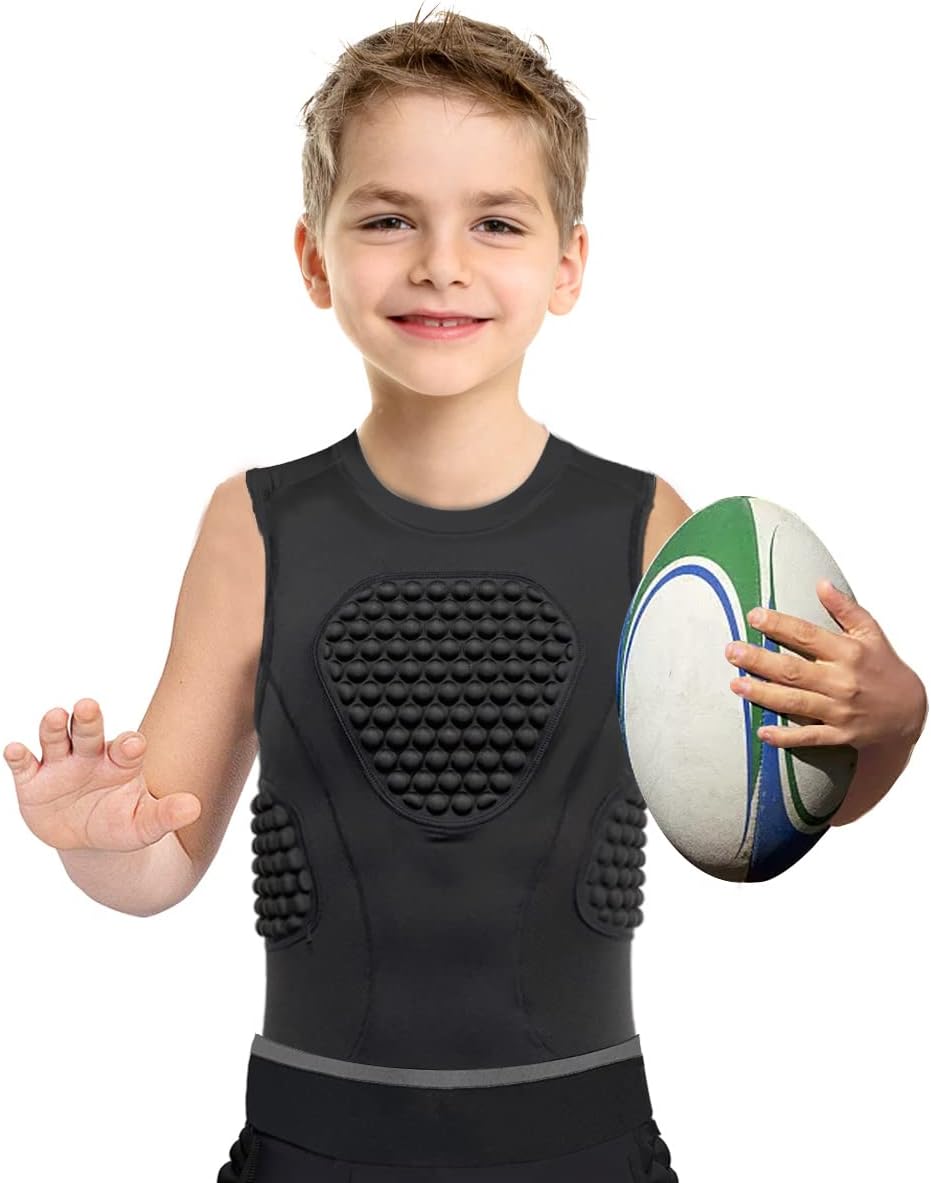 Cabasse Youth Padded Protective Shirt, Chest Rib Protector Heart Guard Sternum Shirt for Football Paintball Baseball - Image 2