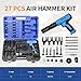 27PCS Air Hammer Kit, Pneumatic Hammers 2500 BPM, Air Hammer Piece Chisel Set with Carrying Case & Gloves