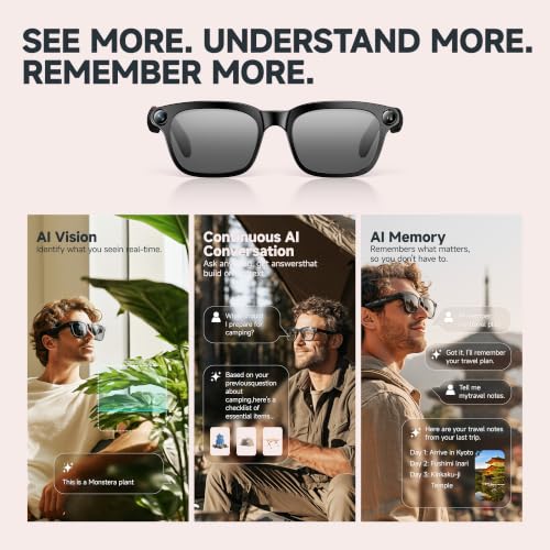 Smart Glasses with HD Camera, 1080P Video Stabilization, Real-Time Translation, ChatGPT Assistant with AI Memory, UV400 Protection Sunglasses, Open Ear Music, Hands-Free Call, Dual Mics - image 7