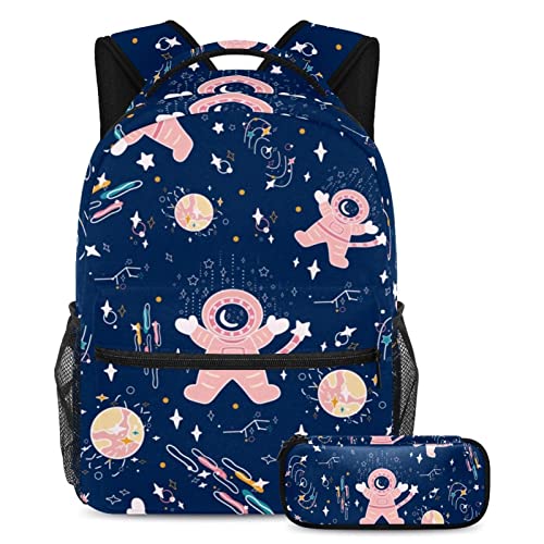 Sac à dos scolaire ergonomique et trousse à crayons motif espace