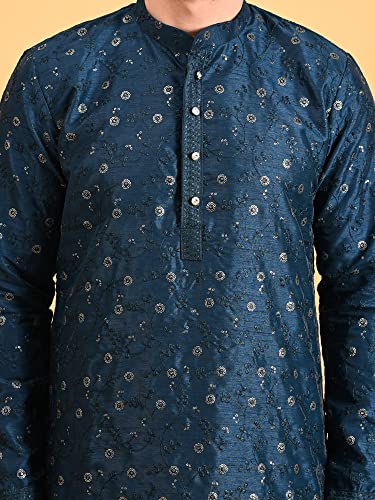Image of Uri and MacKenzie Embroidery Silk Men's Kurta Pyjama Set