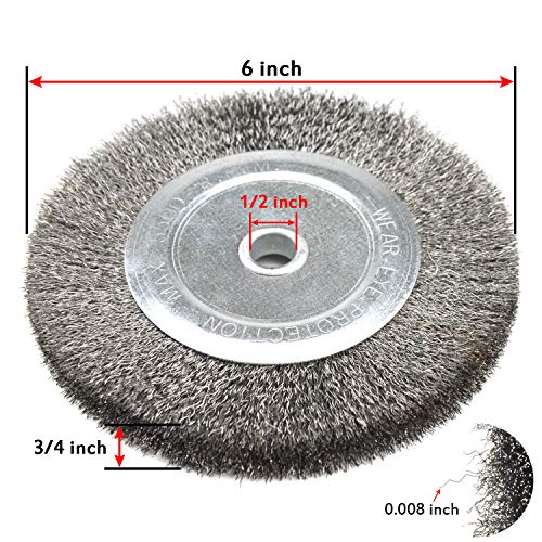 Image of 6 Inch Bench Grinder Grinding Wheel & Wire Wheel Brush with 1 /2'' Arbor, 60 Grit Silicon Carbide Bench Grinding Wheel for Bench Grinder,for Drill Bits, Blades and Knifes Cleaning Polishing Sharpening