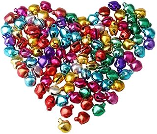 WenX 100 Pieces Jingle Bells, 6mm Small Colourful Bell Tinkle Bell for Christmas Decorating