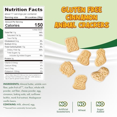 Image of ChocZero Sugar Free Animal Crackers, Gluten Free Cinnamon Cookies, No Sugar Alcohols, Keto, Low Carb, High Fiber, 12 oz Tub