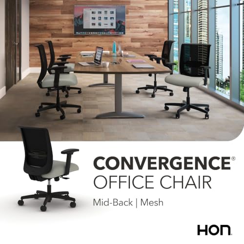 Image of HON Convergence Ergonomic Office Chair with Mesh Back, Adjustable Arms, Lumbar Support, Synchro‑Tilt Desk Chair with Wheels for Home Office or Computer Use, Black Frame, Fog