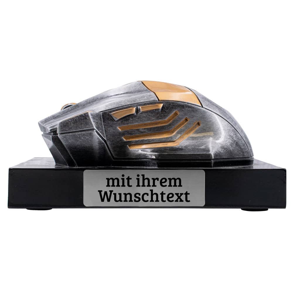 Deitert Esports Pokal mit Gravur, Maus Gaming Controller mit Wunschtext, Gamer Deko, Trophäe mit Gaming-Emblem nach freier Wahl - individuelle und personalisierte Geschenkidee