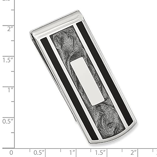 Diamond2Deal Rhodium-Plated Kelly Waters Black & Grey Colored Money Clip (Length: 20 mm|Width: 56mm)4