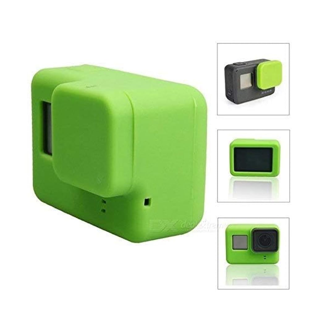 Action Pro Silicone Rubber Case + Lens Protective Cap Cover Compatible with GoPro Hero 7/6/5 Action Camera (Green) 3