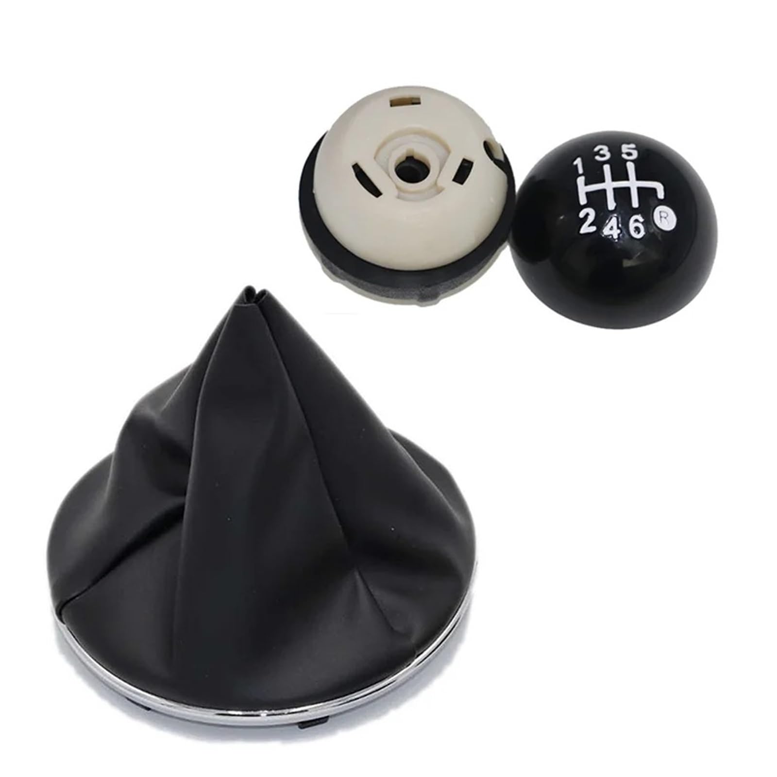 GLBLPEXELR Leather Gear Knob for Fiat 500 500C 2007-2018 5 Speed Gear Shift Knob Sitck Head Leather Gloss Black Cap(6 Speed Set)
